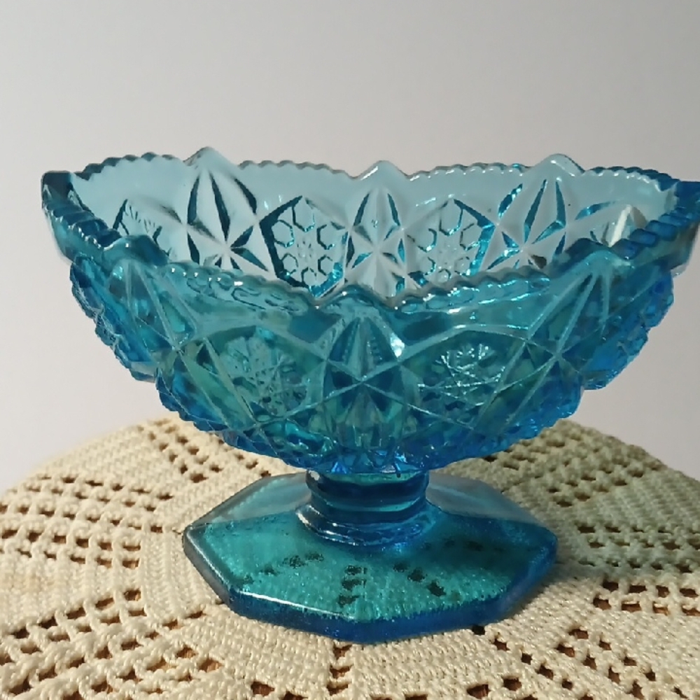 Vintage Blue Glass Candle Holder - Picture 6 of 6